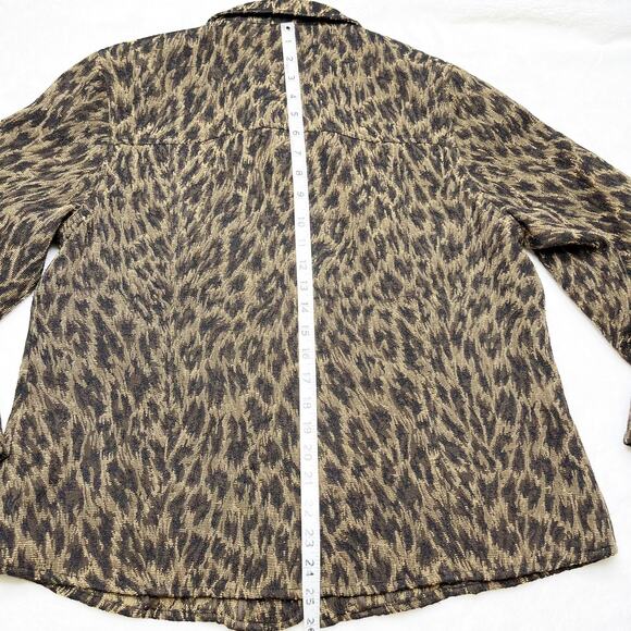 LAURA ASHLEY Tan Brown Cheetah Animal Print Button Down Blazer Jacket Large - Picture 5 of 8